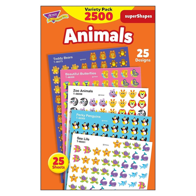 TREND ENTERPRISES, INC. Animals superShapes Stickers Variety Pack, 2500 ct - Image 1